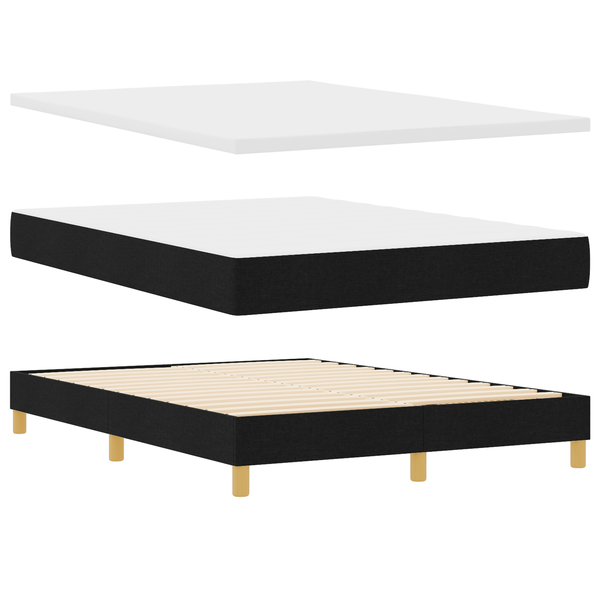 Boxspring Ágy Matrac Terítővel, Fekete, 140x200 cm, Szövet
