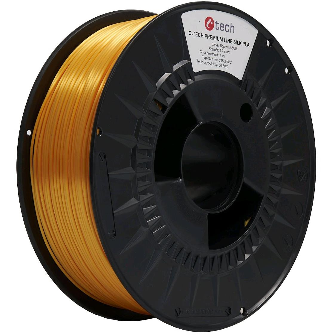 C-TECH PREMIUM LINE PLA Silk sárga RAL1023 nyomtatószál (3DF-P-SPLA1.75-1023)