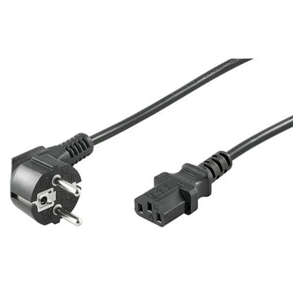 Kaltgeräte-Anschlusskabel C13 >  Schutzkontakt-Stecker (schwarz, 1,5 Meter, abgewinkelter Stecker)