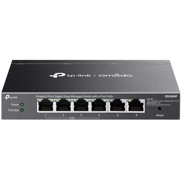 TP-Link Omada ES206GP switch di rete Gestito Gigabit Ethernet (10/100/1000) Supporto Power over Ethernet (PoE) Nero