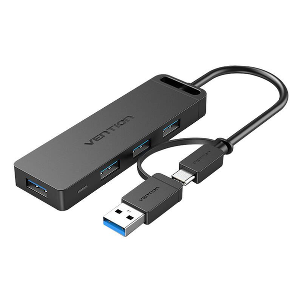 Vention CHTBB hub di interfaccia USB 3.2 Gen 1 (3.1 Gen 1) Type-A + Type-C 5000 Mbit/s Nero