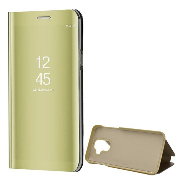 Tok álló (aktív FLIP, oldalra nyíló, asztali tartó funkció, tükrös felület, Mirror View Case) ARANY [Samsung Galaxy A6+ (2018) SM-A605F] (5996457786749)