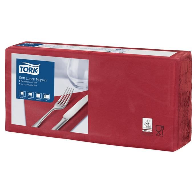 Tork Lunch szalvéta 3 rétegű 33x33cm (150 db/csomag) bordó (477411) (T477411)