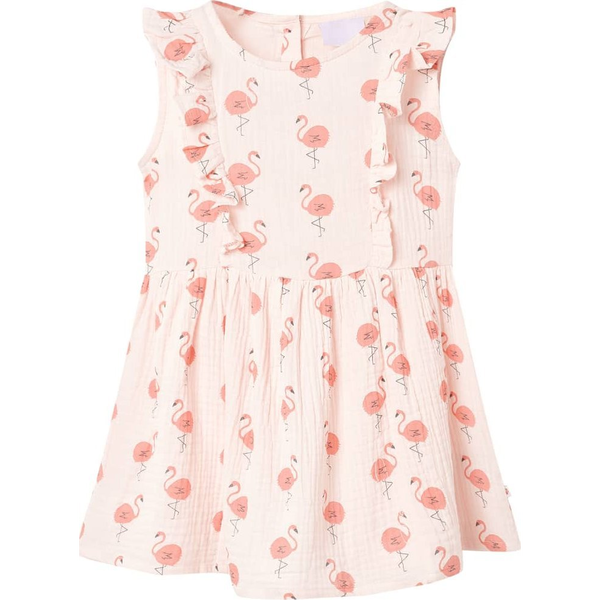 Halvány rózsaszín fodros gyerekruha 92