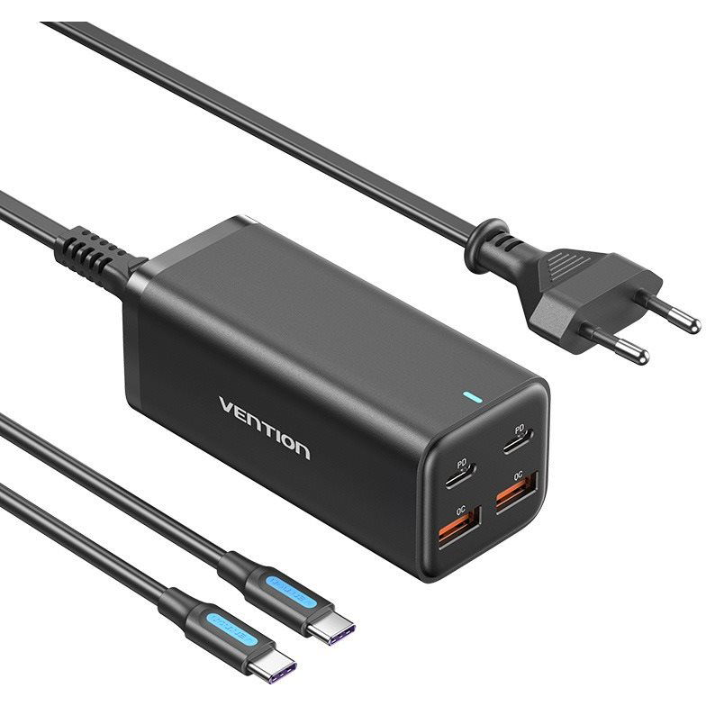 Vention 4-Port USB (C + C + A + A) GaN Charger (100W/100W/18W/18W) EU-Plug fekete (FBSBG-EU)