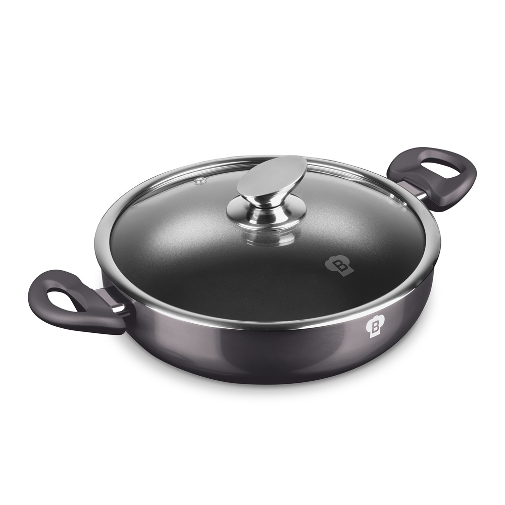 Blauman BL-3961 Carbon Pro Alacsony lábas Üveg fedővel Ø 24cm 3.2L - Fekete (BL-3961)