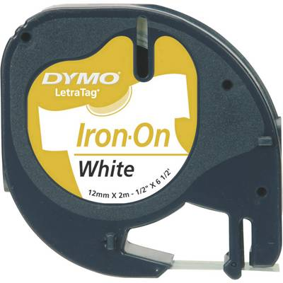 DYMO feliratozószalag LetraTag, 12mm, fehér/fekete, felvasalható, S0718840 (S0718840)