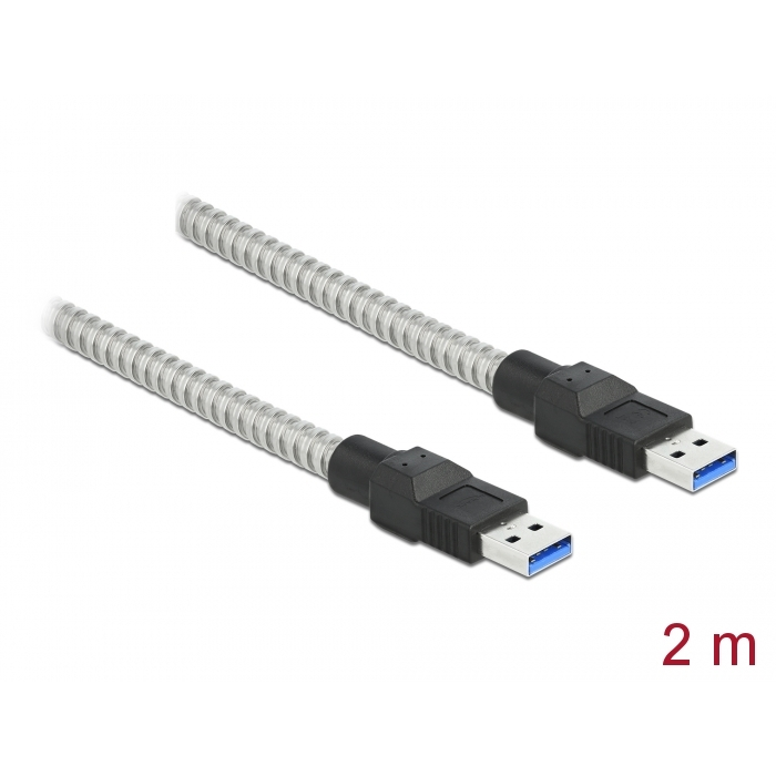 Delock USB 3.2 Gen 1, fém borítású kábel A-típusú apa A-típusú, 2 méter