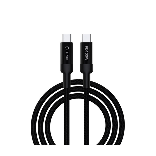 Cablu de date extreme Devia (tip-c - tip-c, 100w, incarcator rapid pd, 150cm, anti-rupere) negru, EC309, ambalaj producator