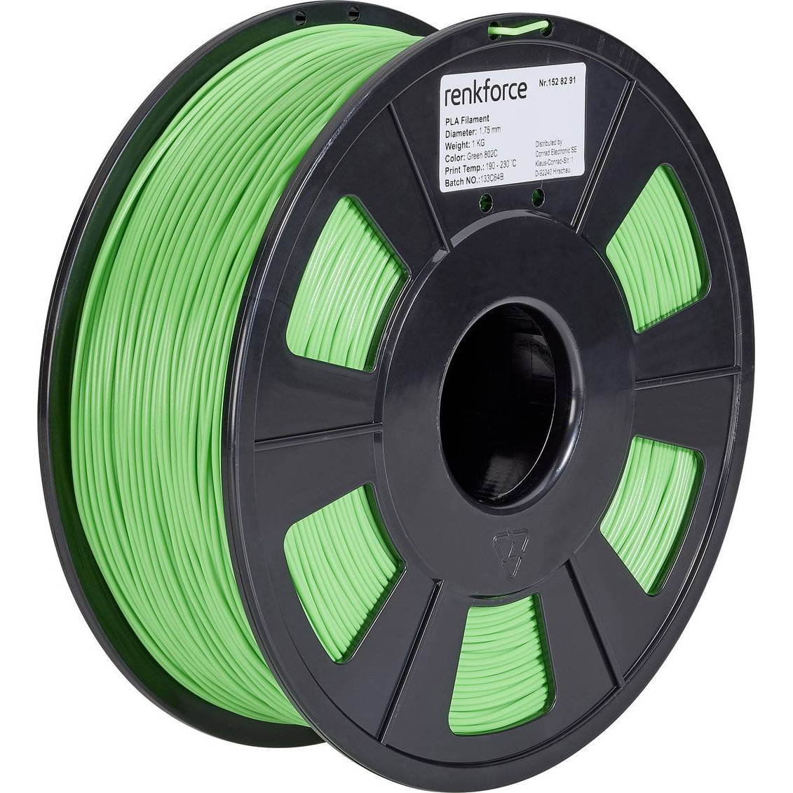 Renkforce 3D nyomtatószál PLA műanyag 1.75 mm 1000 g Zöld 1 db (RF-4511198) (RF-4511198)