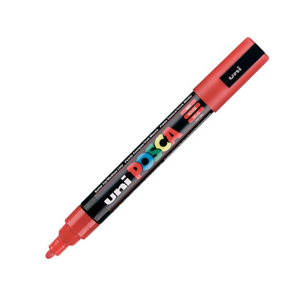 Dekoračný značkovač, permanentný červený Uni Posca 1 ks (PC-5M RED)