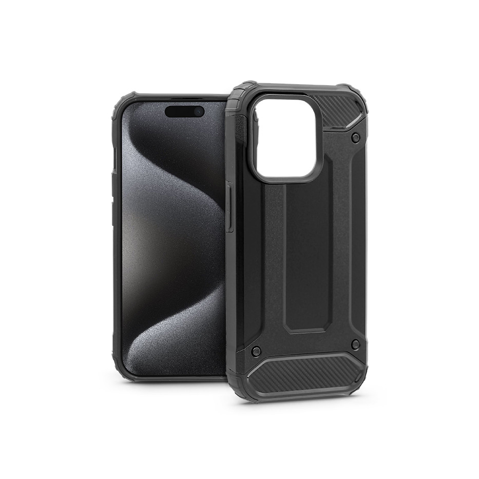 Apple iPhone 15 Pro ütésálló hátlap - Armor - fekete (PT-6855)