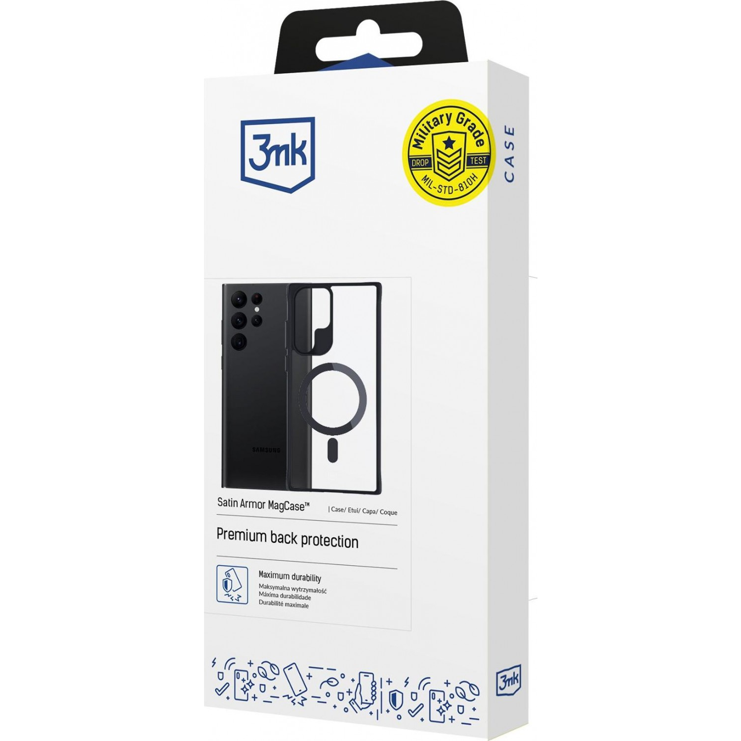 3mk Satin Armor MagCase Samsung Galaxy S25 Ultra Telefon tok - Átlátszó / Fekete (5903108615402)