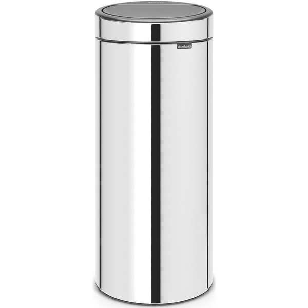 Brabantia Touch Bin New Soft-Touch nyomófedeles hulladékgyűjtő belső tartállyal, kerek, 30L - G méret, r.m. acél, fényes - 115325