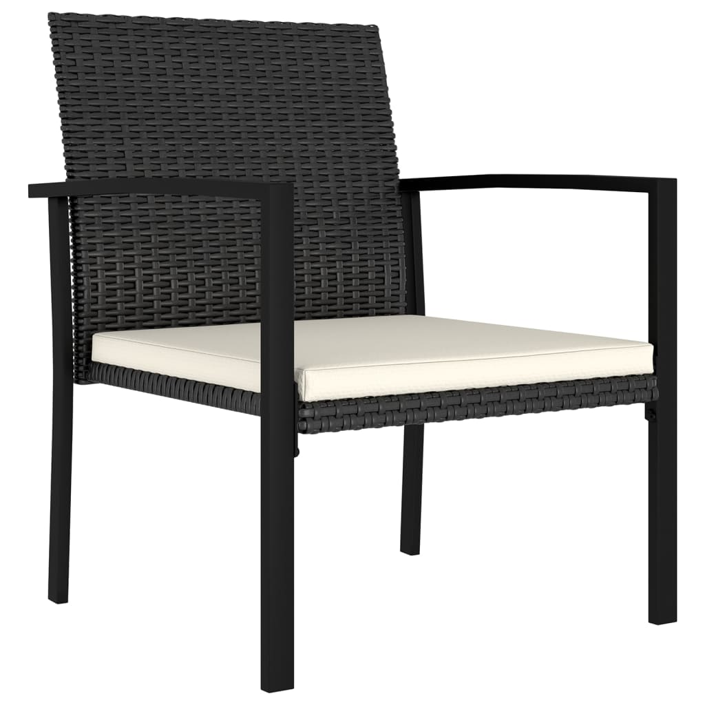 2 db fekete polyrattan kerti étkezőszék (317170)