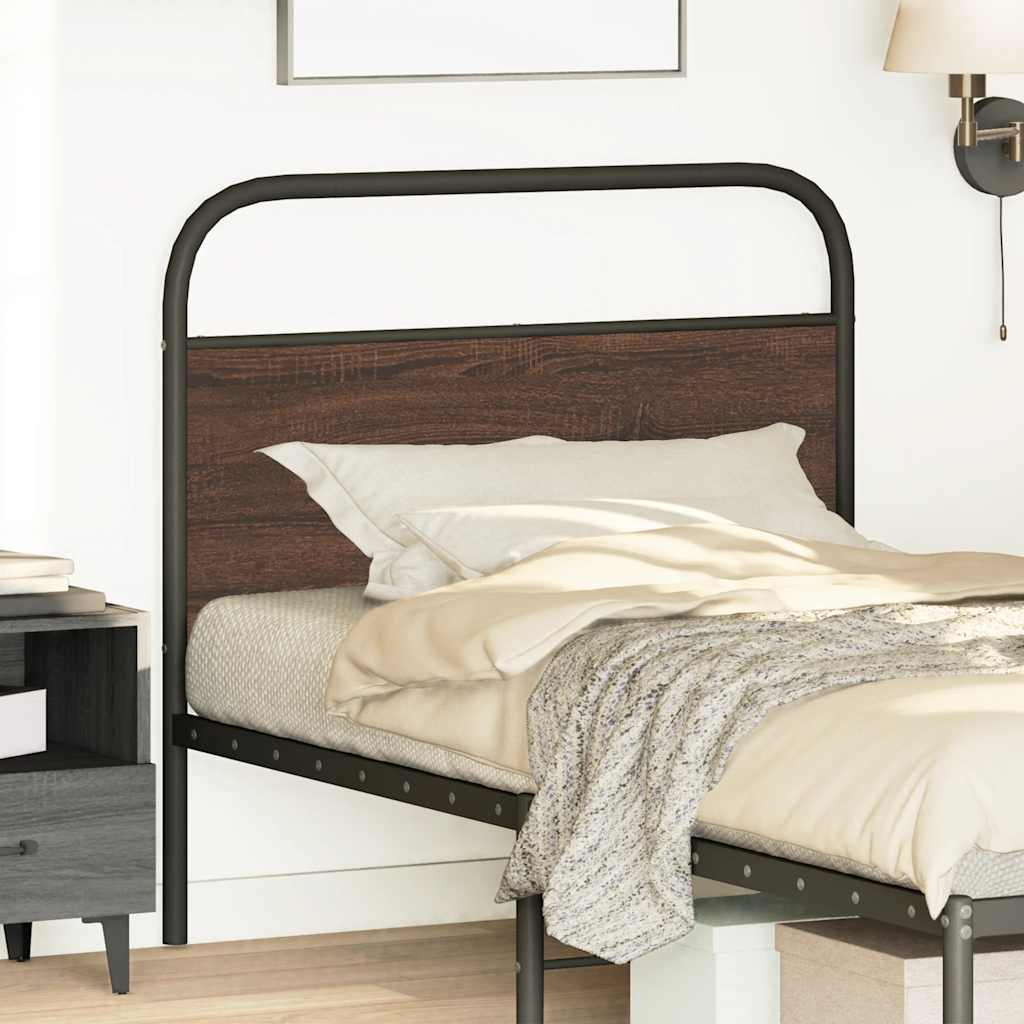 barna tölgy színű acél és szerelt fa fejtámla 90 cm (4100335)