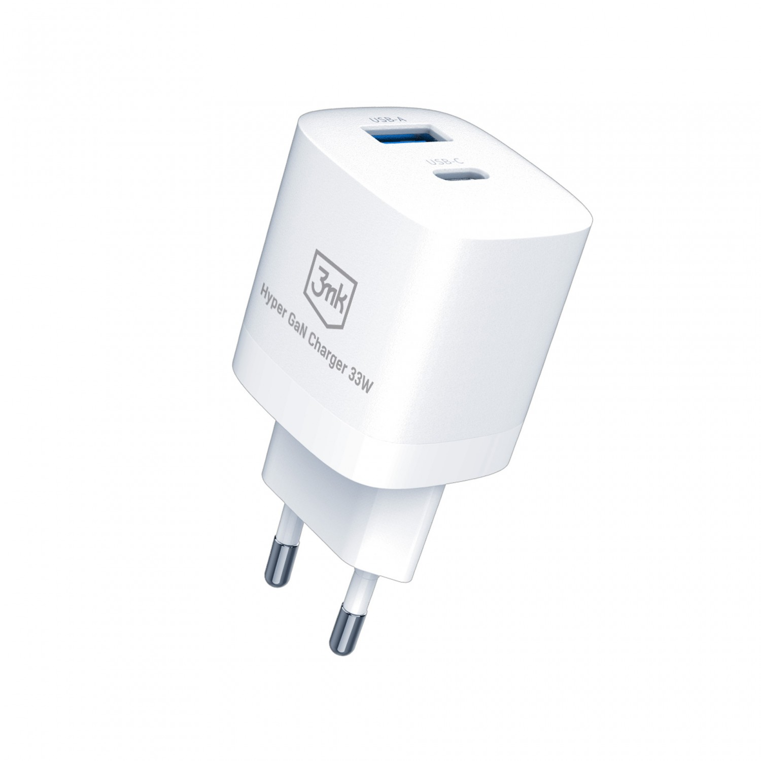 3mk Hyper GaN USB-A / USB Type-C Hálózati gyorstöltő - Fehér (33W) (5903108483049)