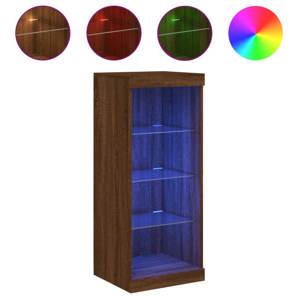 barna tölgy színű tálalószekrény LED-ekkel 41 x 37 x 100 cm (836734)