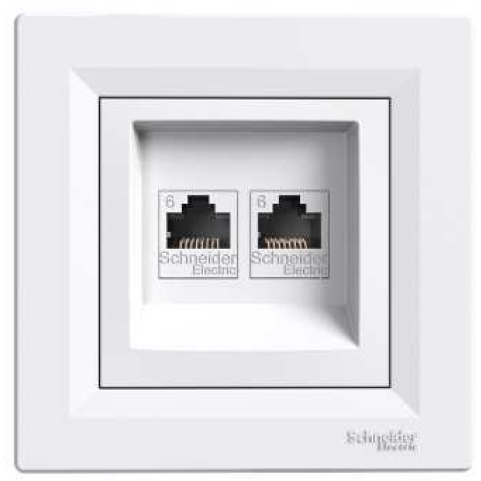 Schneider EPH4800121 ASFORA fehér 2xRJ45 Cat6 UTP aljzat