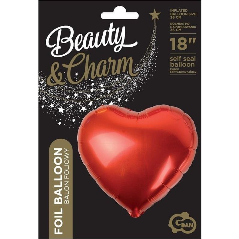 Szív Fólia Lufi - 36 cm, Piros (490646)