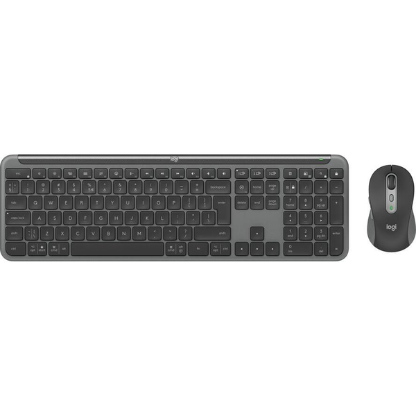 Logitech MK950 Signature Slim клавиатура Включена мишка Офис RF Wireless + Bluetooth QWERTY Американски международен език Графит