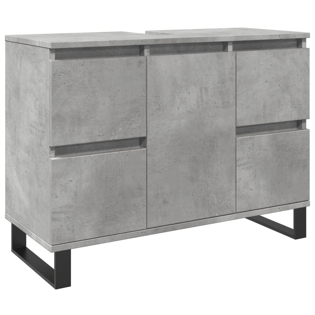 betonszürke szerelt fa mosdószekrény 80 x 33 x 60 cm (857237)