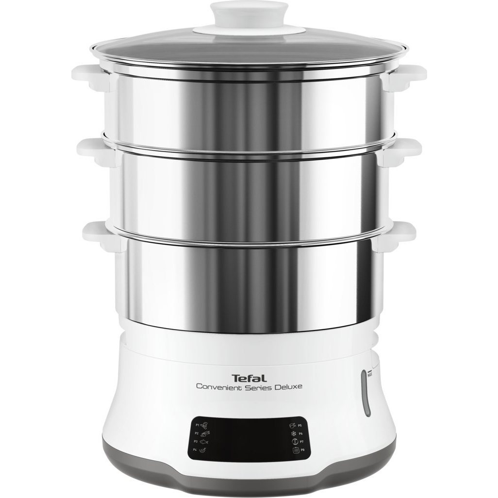 Tefal Convenient Series Deluxe VC502D parný hrniec 3 košík/košíky Na pracovnú dosku 900 W Nerezová oceľ, Biela (VC502D10)
