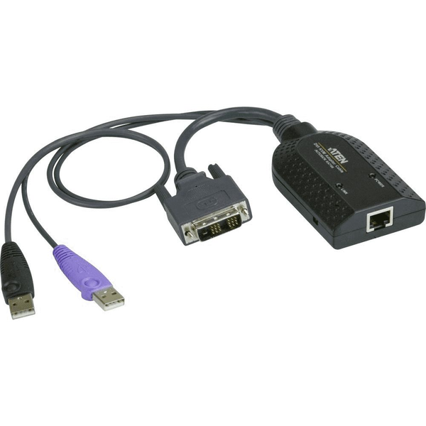 ATEN KVM Átalakító [2x USB 2.0 dugó, A típus, DVI-D dugó - 1x RJ45 alj] 0.20 m Fekete