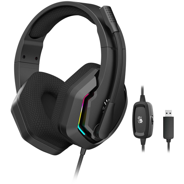 A4-Tech Bloody G260, 100 dB, 16 Ohm, 7.1, RGB, USB-A, микрофон, жични, черни геймърски слушалки