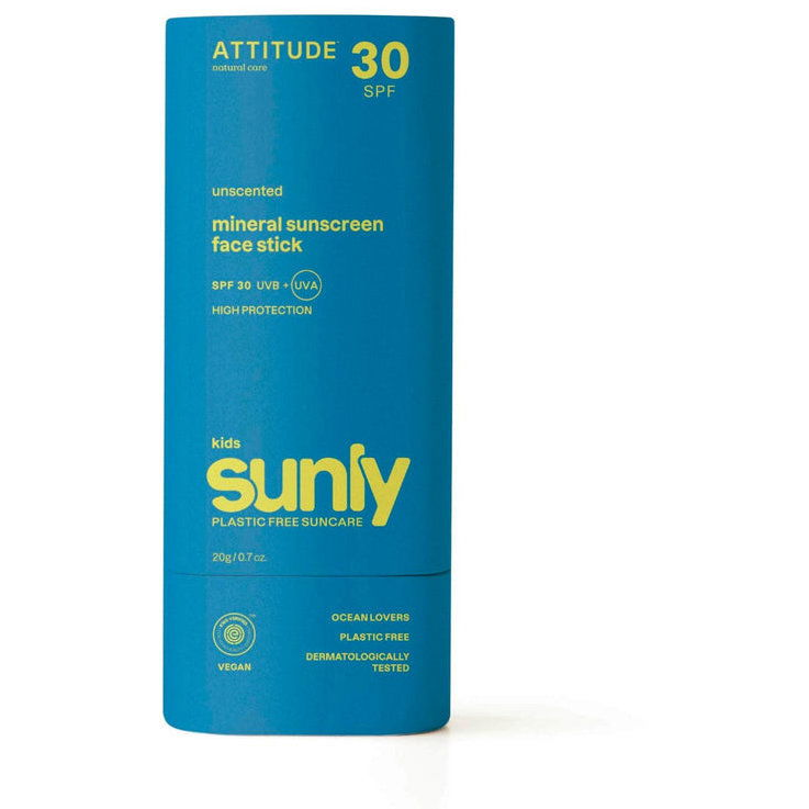 ATTITUDE Sunly 100%-os ásványi anyagból készült védőstift arcra és ajkakra, SPF 30, 20 g (626232460995)