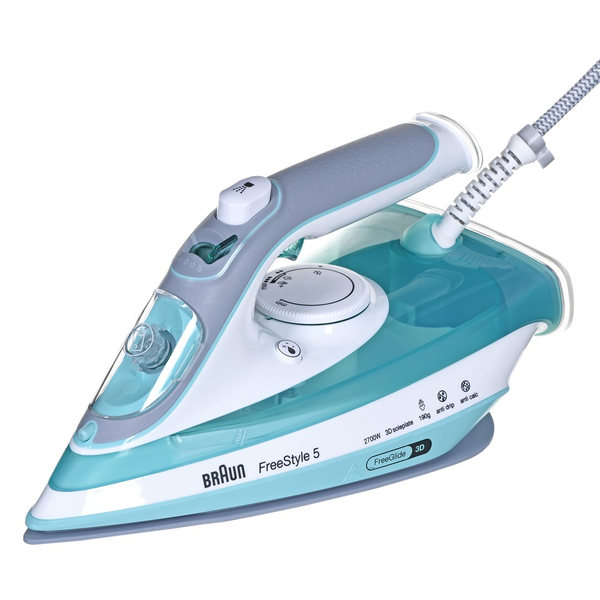 Braun TexStyle 3 SI 5017 GR Ferro a vapore Piastra in Ceramica 2700 W Grigio, Turchese, Bianco
