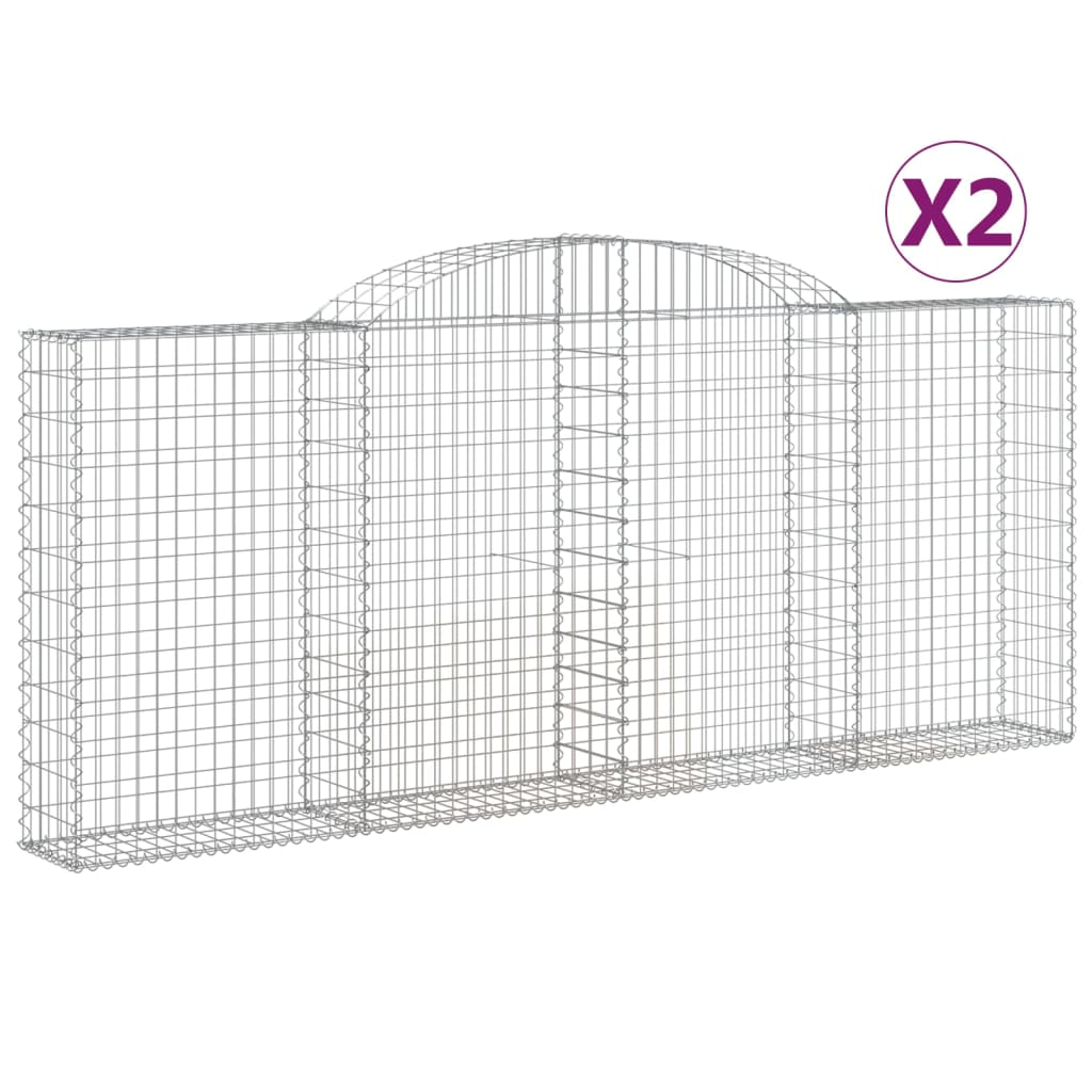 2 db íves horganyzott vas gabion kosár 300x30x120/140 cm (3146539)