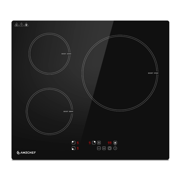 AMZCHEF Indukciós főzőlap 3 zónás 7400W üvegkerámia CE-T-74IB3xyzf-CS