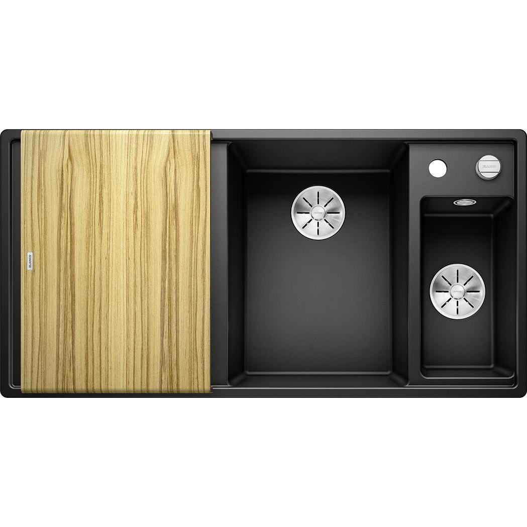 Blanco AXIA III 6S Silgránit jobbos Fekete színű fa tart.Gránit mosogatótál (525851) (525851)