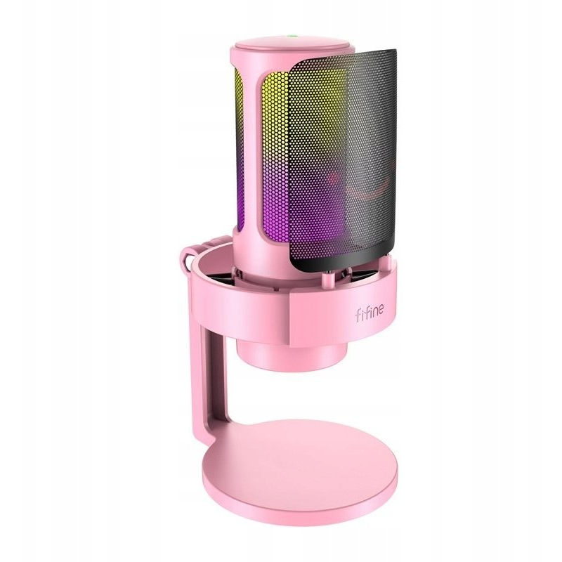 FIFINE A8P kondenzátor kardioid mikrofon állvánnyal rózsaszín USB A8P (5031192994629)