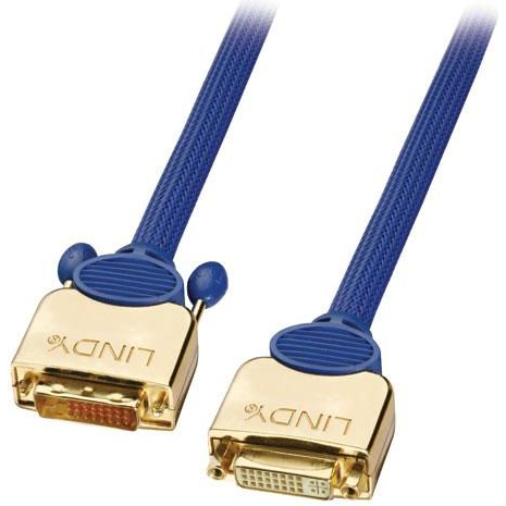 Lindy DVI-D Premium Gold Dual Link 2.0m DVI kabel 2 m Blå