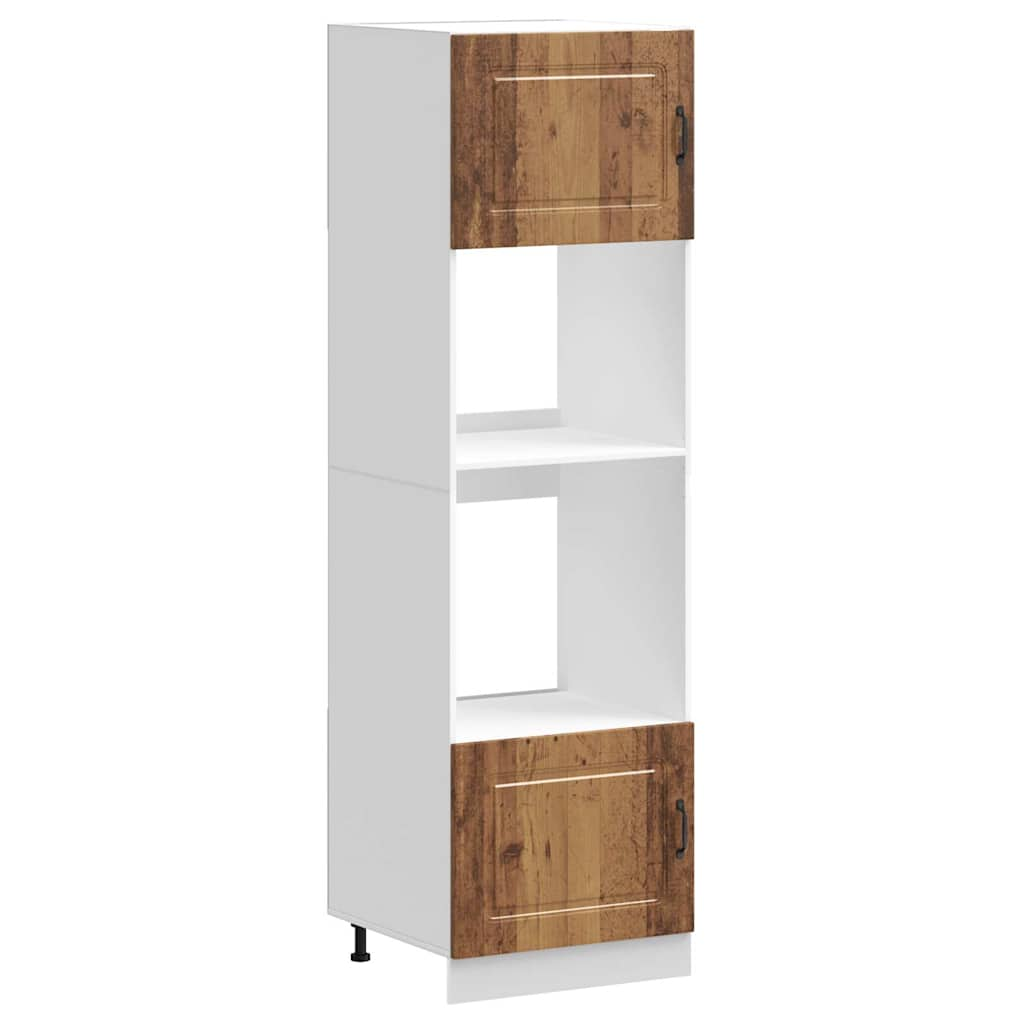 Lucca 2 db antik fa színű szerelt fa sütőszekrények (3315039)