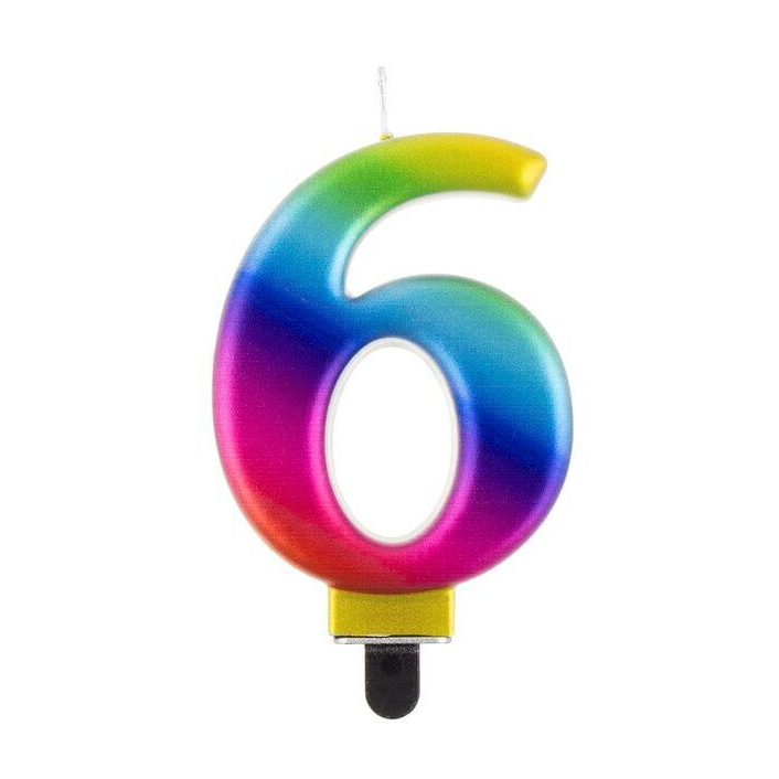 Szivárvány színű születésnapi gyertya, 8 cm - 6 (SCG6)