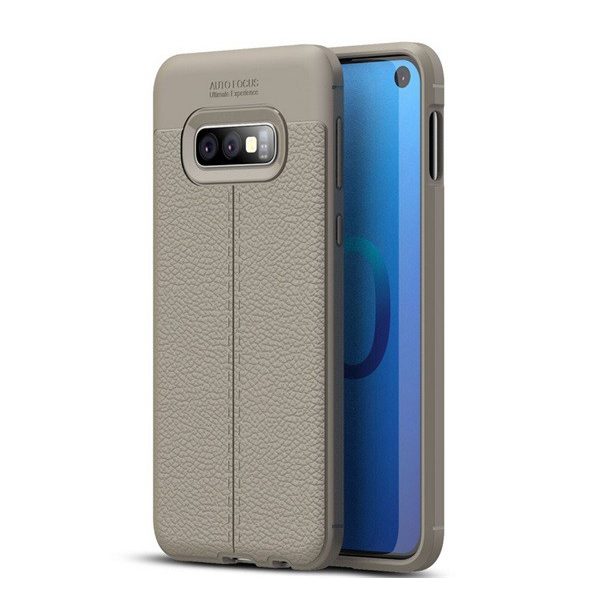 Szilikon telefonvédő (közepesen ütésálló, bőr hatású, varrás minta) SZÜRKE [Samsung Galaxy S10e (SM-G970)] (5996457847976)