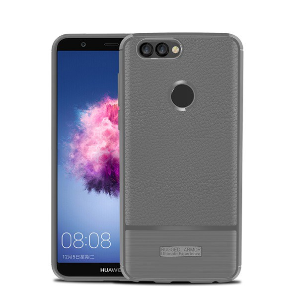 Szilikon telefonvédő (közepesen ütésálló, bőr hatású, szálcsiszolt) SZÜRKE [Huawei P Smart (2018)] (5996457756216)