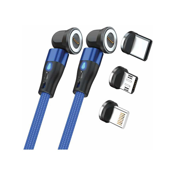 RealPower Magnetic cable,1m,2x magnetisch,blau mit Adaptern