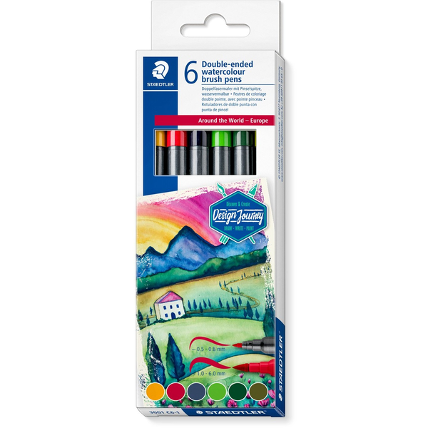 Staedtler Design Journey Europa Kétvégű színes filctoll szett - Vegyes színek (6db / csomag)