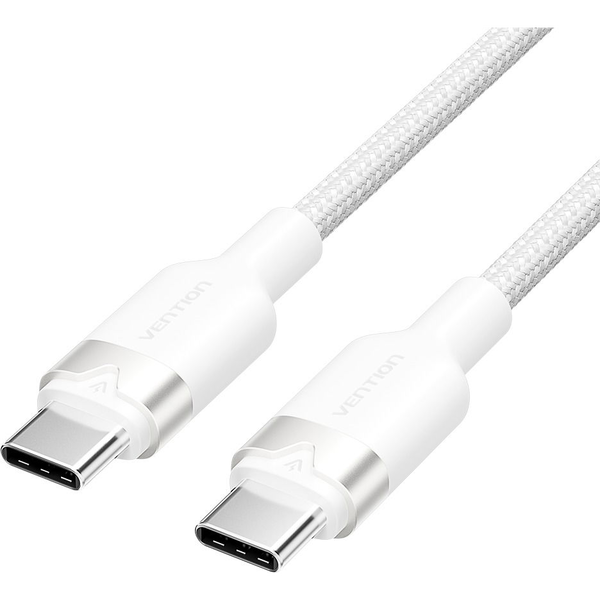 Vention USB 2.0 Type-C Male to Type-C Male 3A Cable 1M White Aluminum Alloy Type