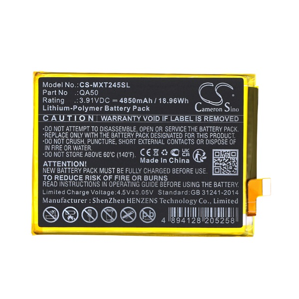 Cameron Sino Li-Polymer akku (3.91V / 4850mAh, Motorola QA50 kompatibilis) FEKETE Motorola Moto G24 (XT2423) / Moto G24 Power (XT2425) (CS-MXT245SL)