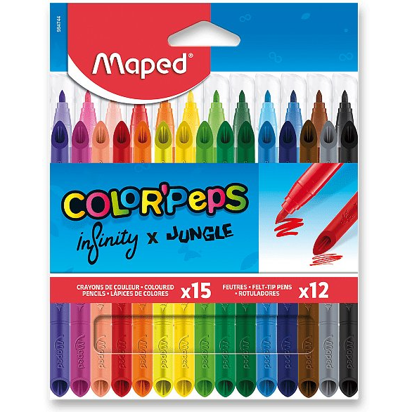 MAPED Jungle filc, 12 darab + Infinity zsírkréta 15 darab (984744)