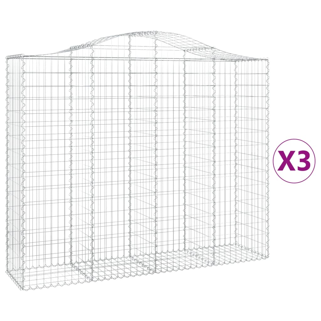 3 db íves horganyzott vas gabion kosár 200x50x160/180 cm (3145704)