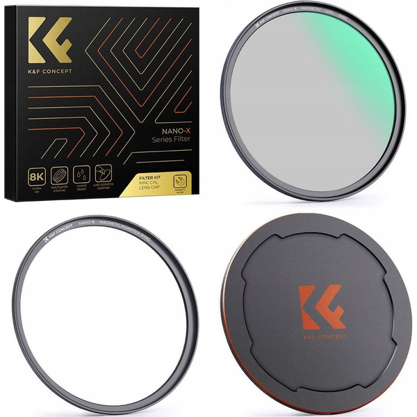 Zestaw 3w1 Filtr Polaryzacyjny Cpl Pierścień Magnetyczny Dekielek K&f 67 Mm / Sku.1705