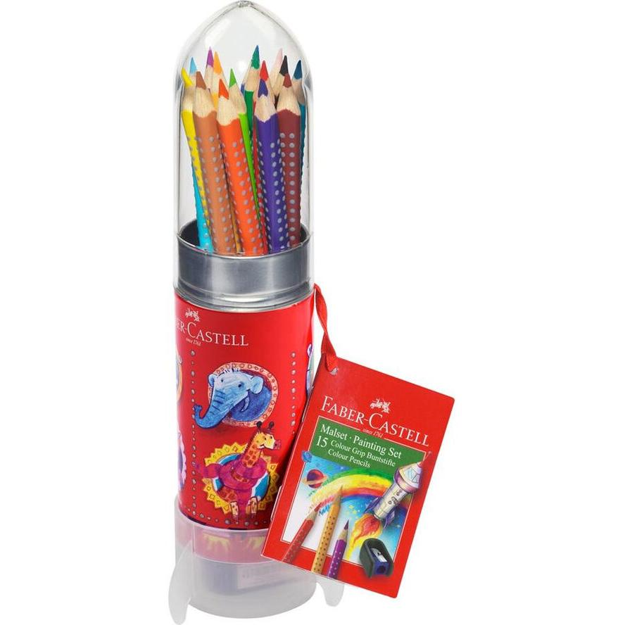 Faber-Castell Grip Rakéta színes ceruza készlet hegyezővel (15 db / csomag) (112457)