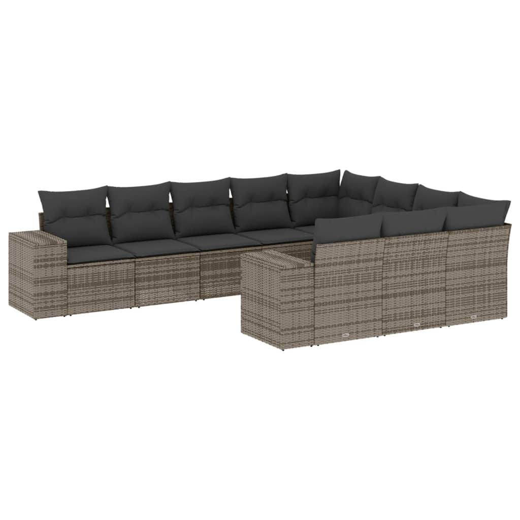 10 részes szürke polyrattan kerti ülőgarnitúra párnákkal (3223089)