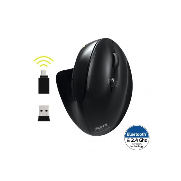 Port Connect ergonómikus újratölthető Bluetooth egér fekete (900706-BT)